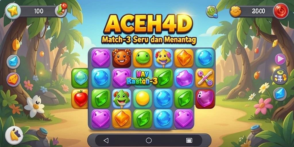 Screenshot ACEH4D menampilkan gameplay menyenangkan dari permainan Match-3.