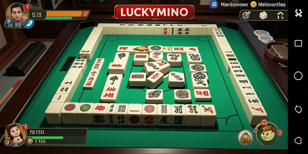 Tampilan menarik dari gameplay Mahjong yang menantang di LUCKYMINO.