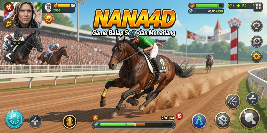 Screenshot gameplay NANA4D menampilkan adu balap yang intens.