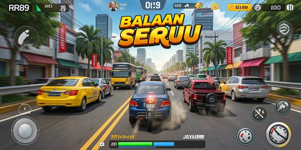 Gameplay balapan seru di RR89 dengan grafik menakjubkan.